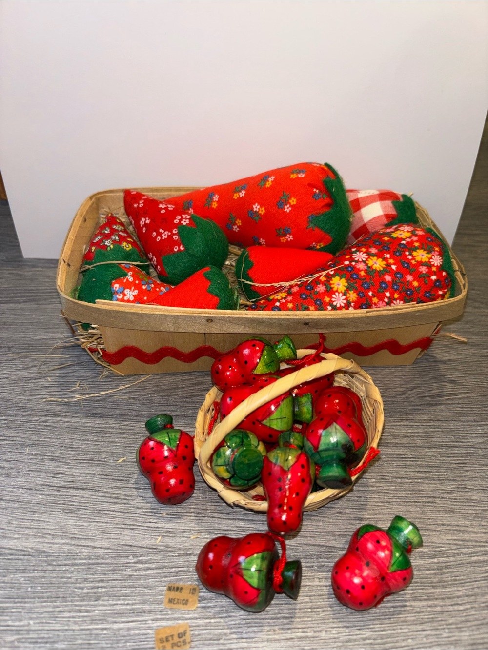 Vintage strawberry decoration pieces